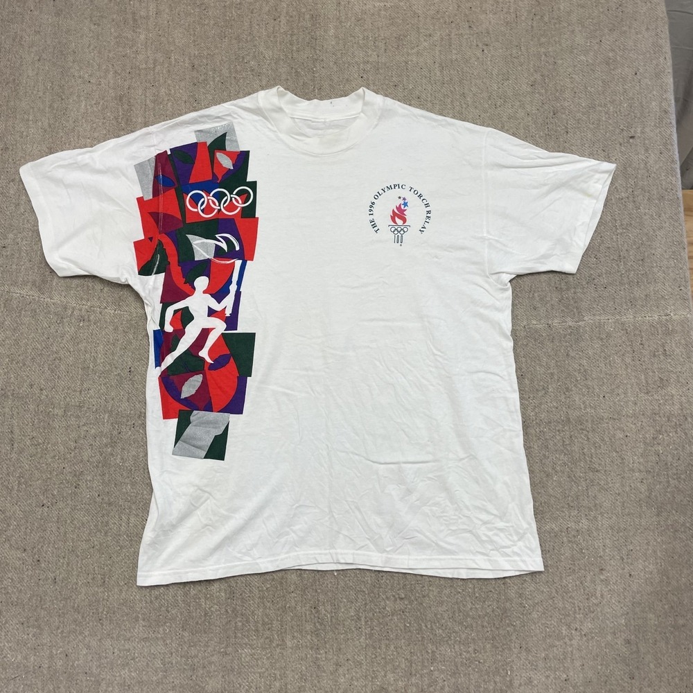 vintage Olympics torch relay shirt mens xl white 1990s - Picture 1 of 11